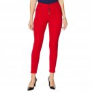 MOTTO Women's Fearless Faux Button Front Stretch Raw Hem Jeans 12 Tango Red