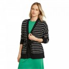 Who What Wear Women's Striped Long Sleeve Wrap Cardigan Sweater Medium Black / White Stripe