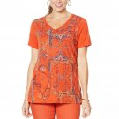 DG2 by Diane Gilman Women's Burnout Printed And Embellished Top Small Rust Paisley