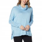 Skinnygirl Women's Dolman Sleeve Cowl Neck Top Large Denim Blue