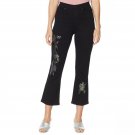 DG2 by Diane Gilman Women's Tall Floral Sequin Cropped Boot Cut Jeans 6 Tall Black