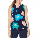 G by Giuliana Women's Woven Tank Top Small Navy Floral Blue