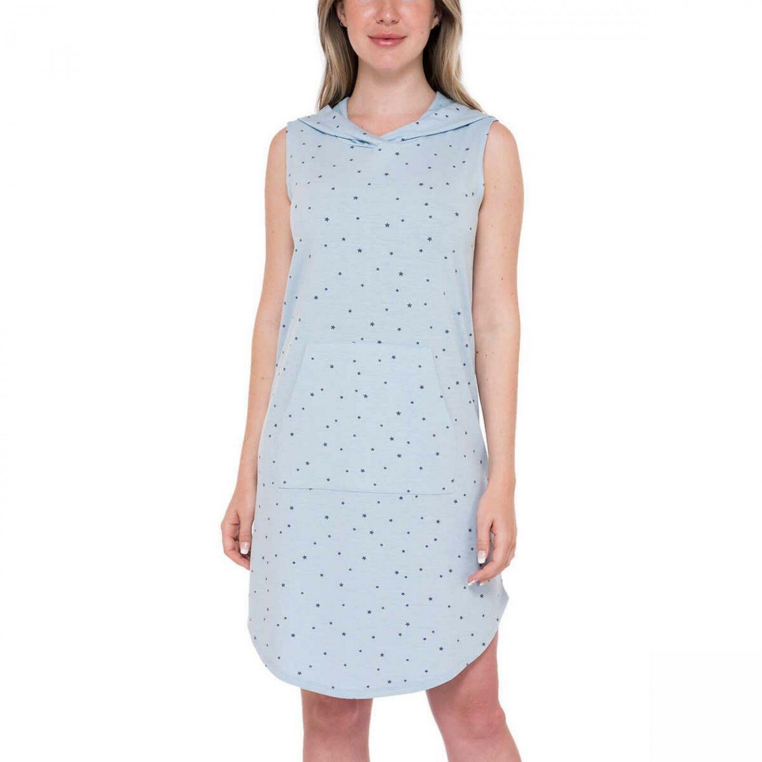 B Collection by Bobeau Women's Sleeveless Hooded Dress Small Blue Star