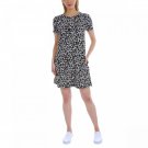 Ellen Tracy Women's Knit Cotton Mini Dress With Pockets Small Black / Gray Animal Print