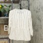 Fever Women's Crochet Inset 3/4 Sleeve Peasant Top Small Ivory / Tan Stripe