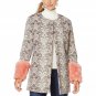 LaBellum by Hillary Scott Jacquard Topper Jacket With Faux Fur Cuffs X-Small Ivory Paisley
