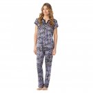 Carole Hochman Petite Plus Satin Trim Pajama Set Plus 3X Petite Black Purple Multi
