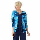 Isaac Mizrahi Live! Women's Watercolor Floral Printed Button Front Cardigan X-Small Blue