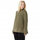 Peace Love World Women's Bree Bell Sleeve Comfy Knit Top X-Small Olive Green