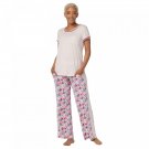 Cuddl Duds Women's Cool & Airy Jersey Color-Block Print Pajama Set Small Pink / Floral