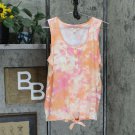 Style & Co Women's Henley Tie Front Tank Top XX-Large Sunrise Multicolor Tie Dye