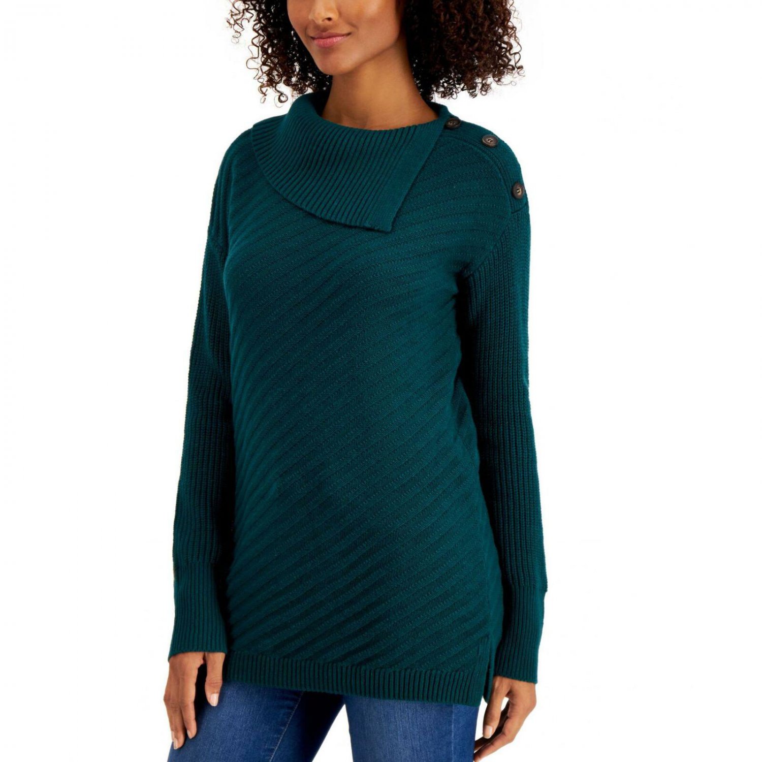 Style & Co. Plus Size Envelope Neck Tunic Sweater Plus 2X Tree Green