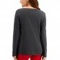 Karen Scott Embellished Graphic Print Long Sleeve Christmas Top Small Charcoal Gray Cats and Dogs