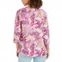 Charter Club Women's Linen Blend Embroidered Neck Tunic Top Small Preppy Pink Combo