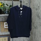 Style & Co Women's French Terry 3/4 Sleeve Lace Up Hoodie X-Large Industrial Blue Solid