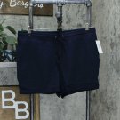 Style & Co Women's Relaxed French Terry Knit Shorts Large Industrial Blue Solid