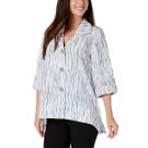 JM Collection Women's Printed Crinkle Jacket X-Large Linear Shift White