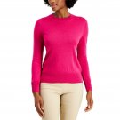 Charter Club Merino Wool Blend Crew Neck Button Sleeve Sweater X-Small Berry Cool Pink