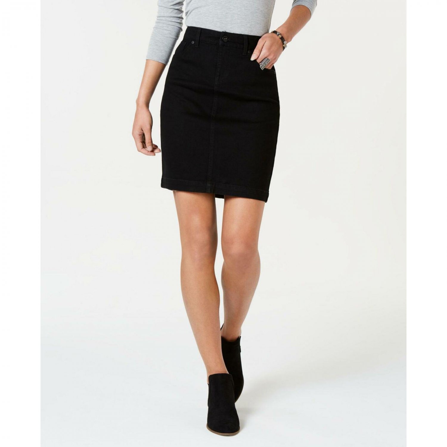 Style & Co Women's Basic Denim Skirt 12 Black Rinse