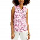 Charter Club Women's Toile Print Sleeveless Button Up Shirt 4 Preppy Pink Toile