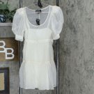 Danielle Bernstein Women's Organza Puff Sleeve Mini Dress X-Small Cloud Ivory