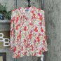 Democracy Women's Floral Smocked Neck Tie Front Top Small Off-White Bittersweet