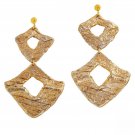 Rara Avis by Iris Apfel Recycled Papier Mache Drop Earrings Goldtone