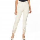 DG2 by Diane Gilman Plus Size Classic Stretch Printed Hem Skinny Jeans 20W Cream Multi
