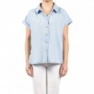 Mauby Plus Size Short Sleeve Button Up Chambray Shirt Plus 1X Light Blue Chambray