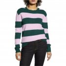 Halogen x Atlantic-Pacific Women's Stripe Bow Back Sweater X-Small Purple / Green Stripe