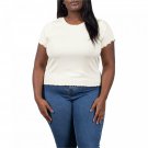 Mauby Women's Plus Size Lettuce Edge T-Shirt Plus 1X Beige Off White