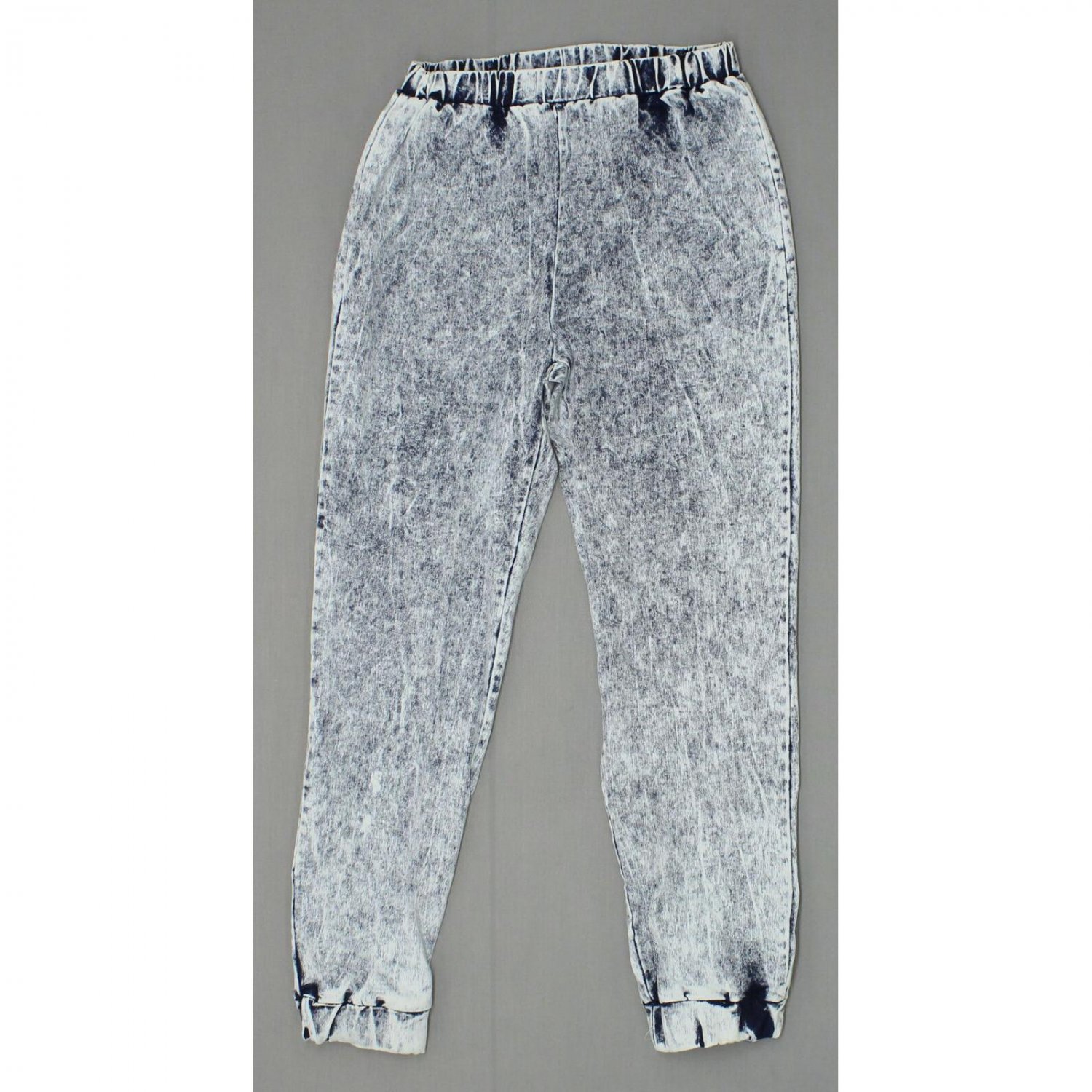 36 Point 5 Ladies Elastic Bleach Wash Denim Joggers Jeans Blue Small