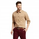 Goodfellow & Co. Men's Standard Fit Military Twill Button Down Shirt  Brown XX-Large