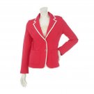 Isaac Mizrahi Live! Tipped Trim Knit Blazer. A232214  Raspberry Plus 2X