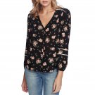 1.STATE Women's Festival Floral Piped Trim Top Plus 3X Black Veridian Blooms
