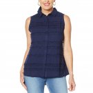 DG2 by Diane Gilman Plus-Size Fringe Button-Up Sleeveless Shirt Plus 3X Navy Blue