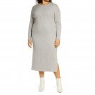 Wayf BFF Hollie Plus Size Tie Back Long Sleeve Sweater Dress Plus 3X Heather Charcoal Gray