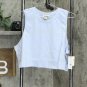 Open Edit Women's Plus Size Organic Cotton Sleeveless Crop T-Shirt Plus 2X Blue Feather
