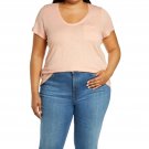 Caslon Women's Plus Size Rounded V-Neck T-Shirt Plus 2X Coral Tide Orange