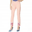 DG2 by Diane Gilman Petite Floral Destructed Fray-Hem Ankle Jeans 14 Petite Blush Pink