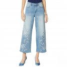 DG2 by Diane Gilman Women's Embroidered And Frayed Wide Leg Jeans 6 Chambray Blue
