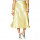 G by Giuliana Black Label Women's Bias-Cut Satin Skirt Large Yellow
