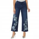 DG2 by Diane Gilman Women's Embroidered And Frayed Wide Leg Jeans 2 Indigo Blue