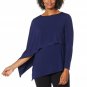 Antthony Plus Size Asymmetric Double Layer Knit Top Plus 1X Navy Blue