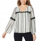 Curations Women's Lace Embroidered Blouse Large Ivory / Black