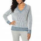 Vintage America Plus Size V-Neck Multi-Tone Knit Sweater Plus 2X Blueprint Melange Blue
