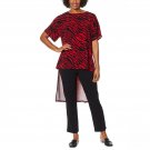 Antthony Women's Short Sleeve Hi Low Hem Tunic Top X-Small Black / Red Zebra