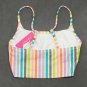 Xhilaration Women's Striped Ribbed Longline Cami Bikini Top Medium White Multicolor Stripe