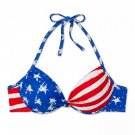 Xhilaration Women's USA Flag Push-Up Halter Bikini Top X-Small Blue Star