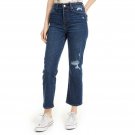 Celebrity Pink Women's Junior Fit Distressed Crop Straight Jeans 0 Midtone Blue